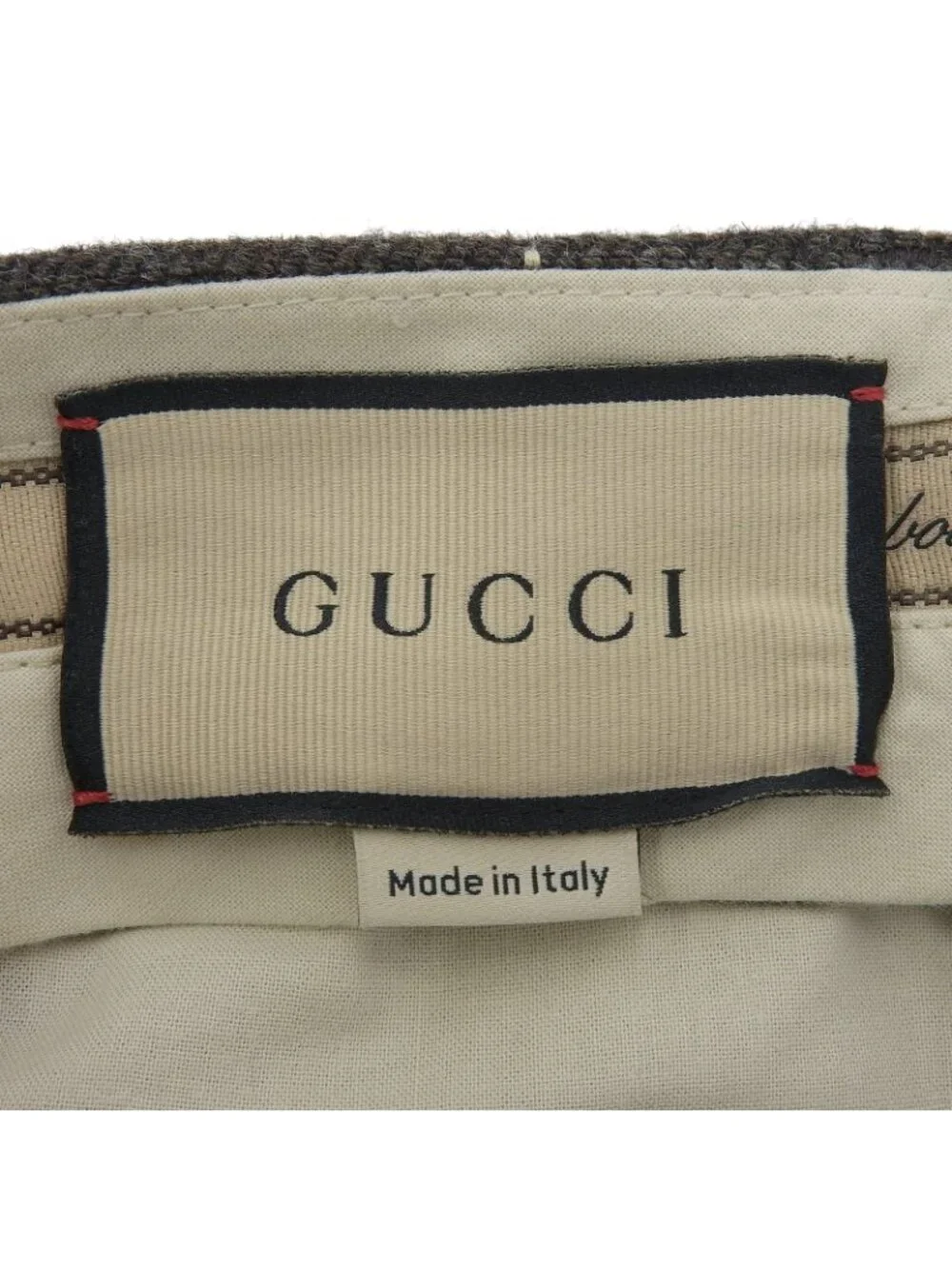 Gucci Wool Plaid Cropped Pants Wide Brown Ivory 44